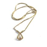 9ct gold diamond textured static pendant necklace weight 4.7g