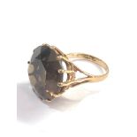 9ct gold modernist smoky quartz cocktail ring weight 9.8g