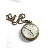 Gold plated elgin pocket watch in working order but no warranty given gold plated chain