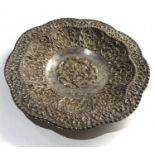 Asian embossed silver bowl measures approx 20cm dia weight 170g