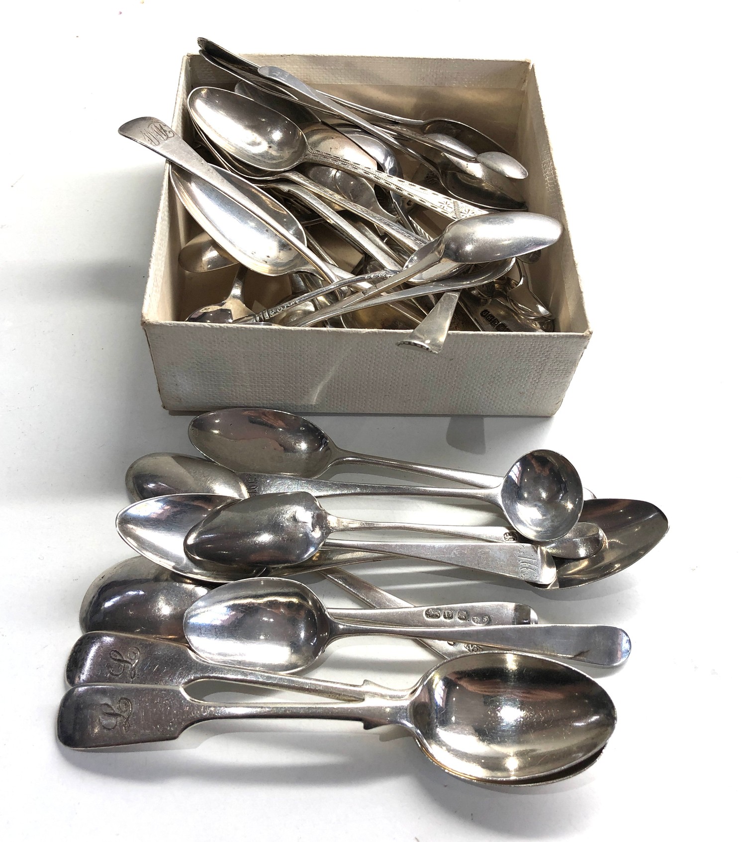 Large selection of georgian and later silver tea spoons etc weight 524g - Image 2 of 2