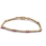 9ct gold diamond & ruby tennis bracelet weight 6.5g