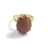 14ct gold modernist goldstone cocktail ring weight 5.4g