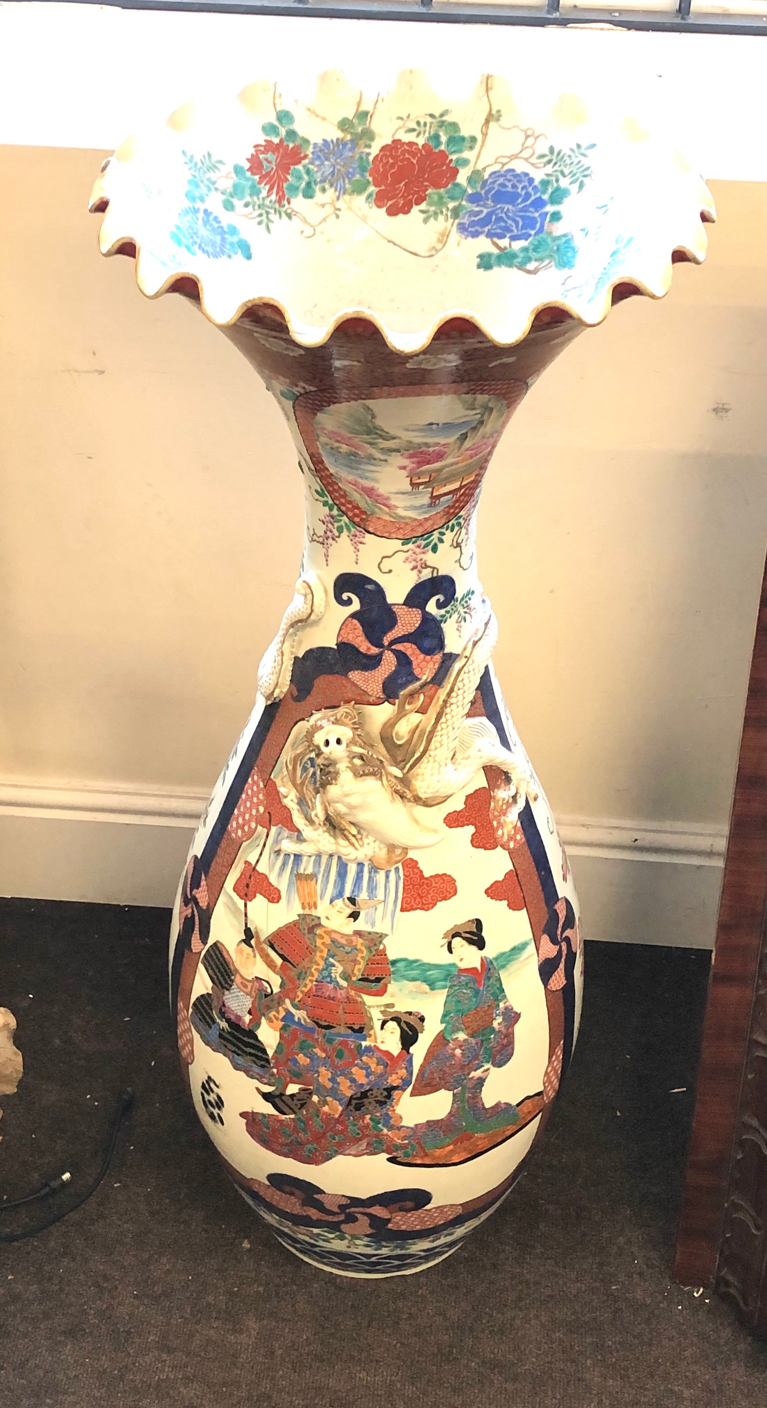 20th Century Tall Japanese Imari Hand Painted Porcelain Vase measures approx 42ins tall damage as - Image 2 of 6