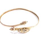 Antique 9ct gold victorian bangle missing seed-pearl weight 4.9g