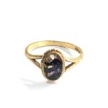 9ct Gold blue john ring weight 2g