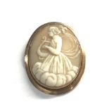 Antique 9ct gold framed cameo brooch measures approx 4.4cm by 3.5cm weight 8.4g