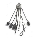 Antique cut steel chatelaine complete with attachments