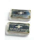 2 Solid silver milestones of manned flight ingots each 31.6g