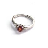 9ct white gold fire opal & diamond ring weight 2.6g