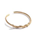 9ct Gold snake design cuff bangle w/ ruby detail weight 7.2g
