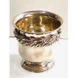 Hallmarked 926 silver leaf design flower pot weight 260g