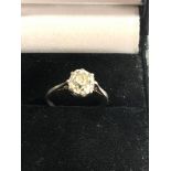 Fine antique platinum old cut diamond ring diamond measures 6mm dia est 0.75 ct weight 1.6 g