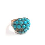 9ct gold antique turquoise dome ring weight 5.9g missing stones