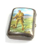 Silver and enamel cigarette case picture of a wounded soldier a gentleman in kharki