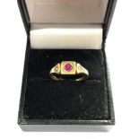 Antique 18ct gold ruby & rose diamond ring weight 3g