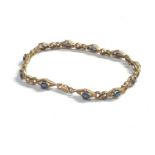 Vintage 9ct gold sapphire panel bracelet weight 8.1g