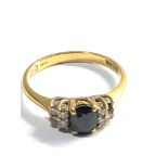 18ct Gold diamond & gemstone ring, stone missing weight 3g