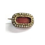 9ct gold georgian pearl mourning brooch measures approx 2.1cm by 1.3cm weight 3.3g missing small