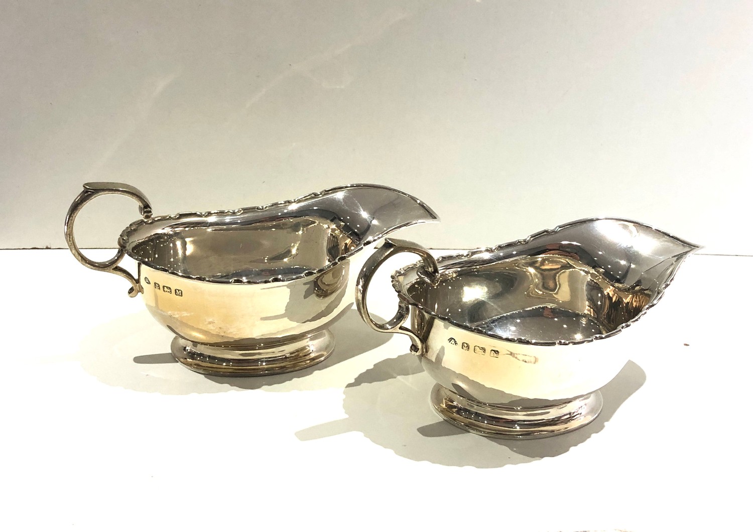 Pair of silver gravy boats weight 247g