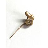 Vintage 9ct gold dog stick pin measures approx 4.2cm long hallmarked 375 on back of head weight 4g