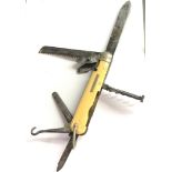 Rare Large antique victorian coach-mans multi-blade knife by Clements measures approx 14cm long when