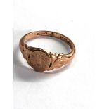 Antique hallmarked 9ct rose gold signet ring weight 3.4g