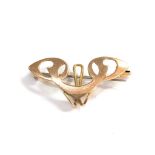 9ct gold art nouvea pendant brooch clip measures approx 3.3cm by 1.7cm drop weight 2.1g