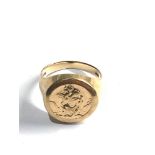 Vintage 9ct gold chunky St Christopher signet ring weight 6.5g