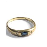 9ct Gold diamond & sapphire ring weight 1.6g