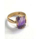 18ct gold antique amethyst ring weight 3.2g