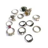 Selection of silver stone set rings