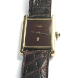 Cartier Vermeil 925 Tank Ladies Wrist Watch Manual measures approx 3cm by 2.3cm watch in working