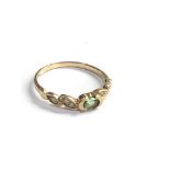 9ct gold emerald and diamond ring weight 1.4g