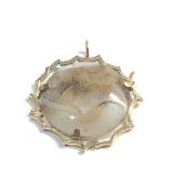 Vintage modernist 9ct gold framed moss agate slice pendant weight 12.6g