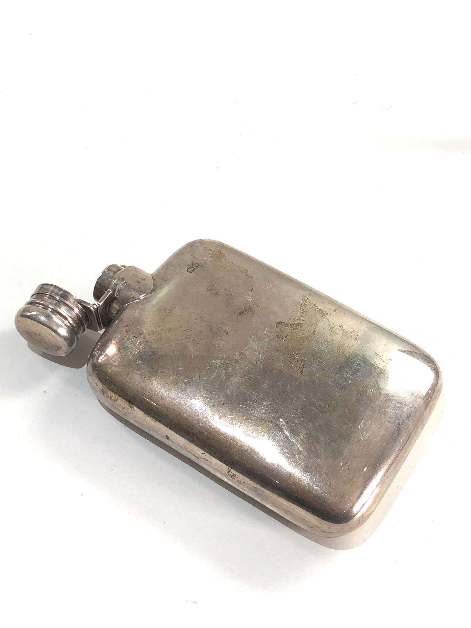 Large Victorian silver hip flask by Samson Morden measures approx 15cm by 8.5cm weight 183g - Image 2 of 6