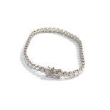 Vintage 9ct white gold cz stone tennis bracelet weight 9.1g