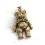 9ct Gold teddy bear pendant w/ gemstone detail weight 7.5g