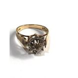 Vintage 9ct gold diamond set gold cluster ring 3.6g