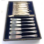 Boxed set of silver fish knives and forks weight 443g Sheffield silver hallmarks
