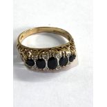 Vintage 9ct gold sapphire & diamond gypsy ring weight 2.5g