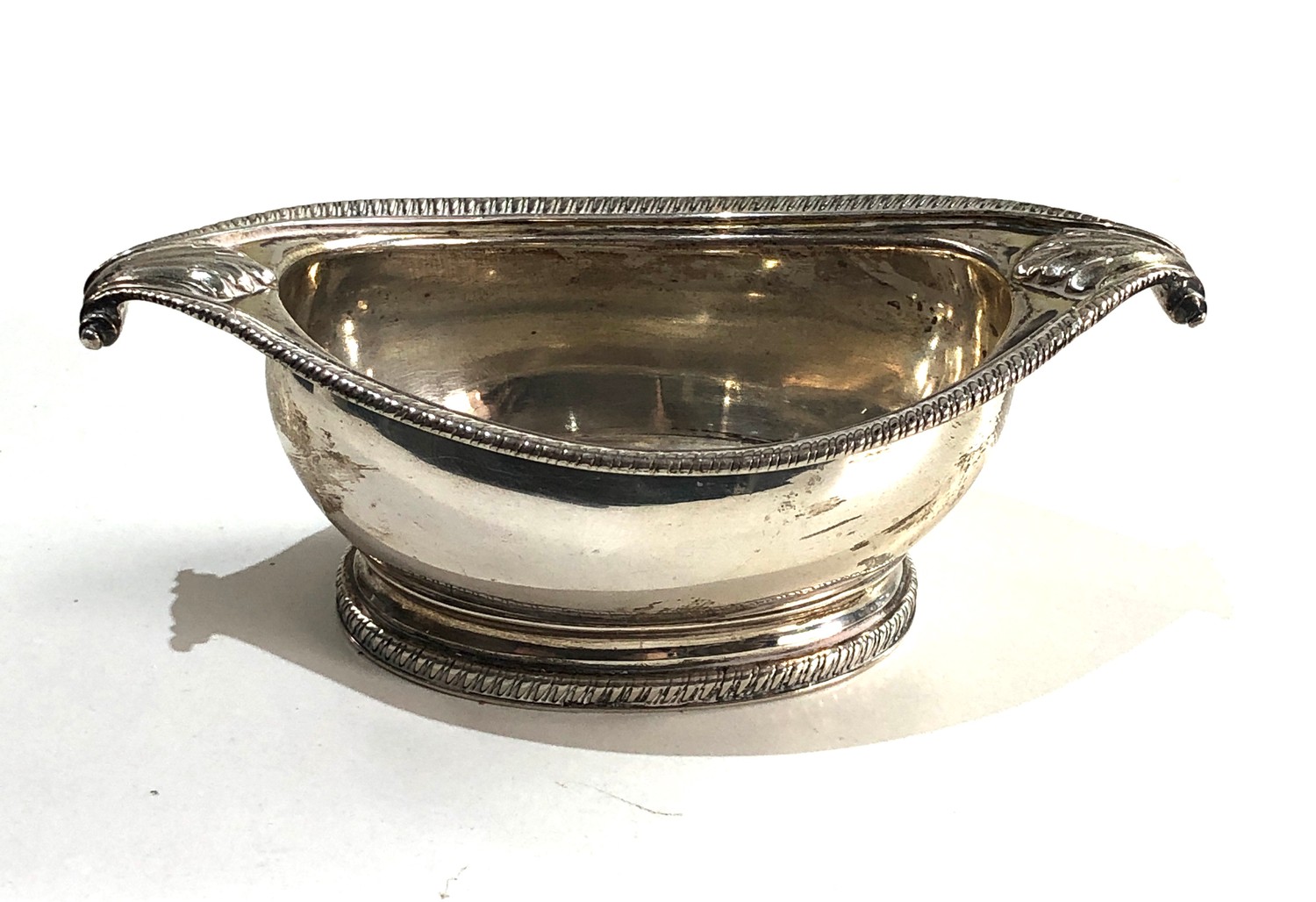 Fine Georgian silver salt cellar measures approx 13cm by 6.5cm height 4cm full london silver