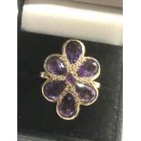 9ct gold amethyst and diamond ring weight 6.2g