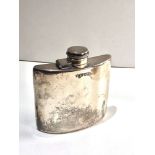 Large vintage silver hip flask measures approx 11cm wide height 11cm weight 214g