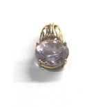 9ct gold amethyst pendant measures approx 1.8cm drop 1.2cm wide weight 2g