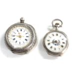 2 antique silver fob watches spares or repair