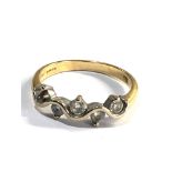Vintage 18ct gold diamond ring, missing stone weight 3.3g