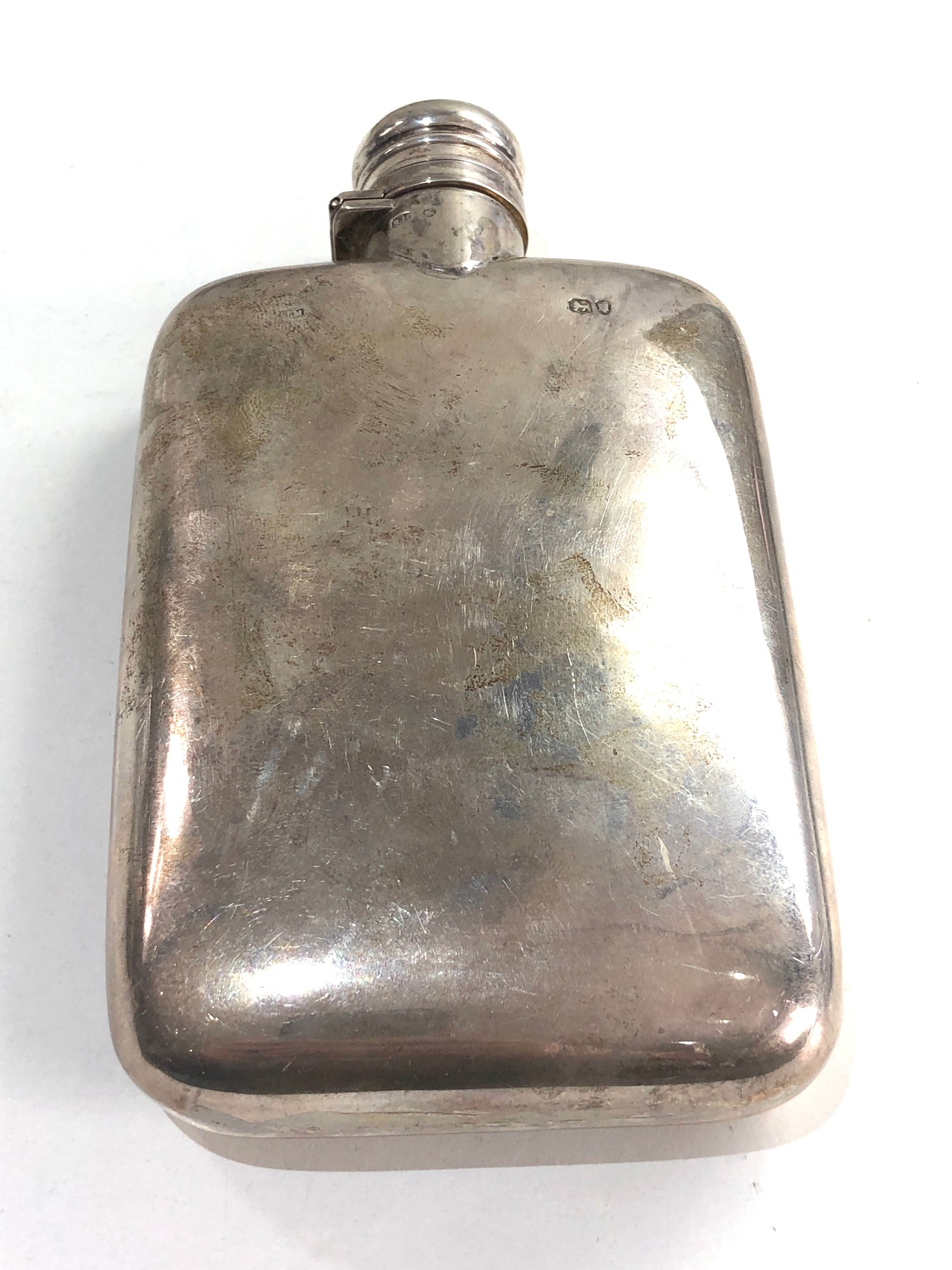 Large Victorian silver hip flask by Samson Morden measures approx 15cm by 8.5cm weight 183g