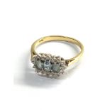 18ct gold diamond & aquamarine cluster ring weight 3.3g