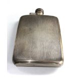 Large mappin & webb silver engine turned hip flask measures approx 13.5cm by 9cm weight 165g
